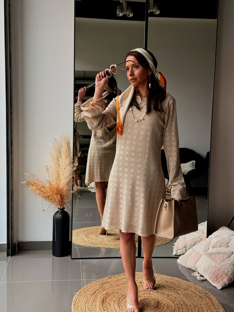 Robe en Maille Beige Été – Tenue de Plage Bohème Chic - Fenomen Paris