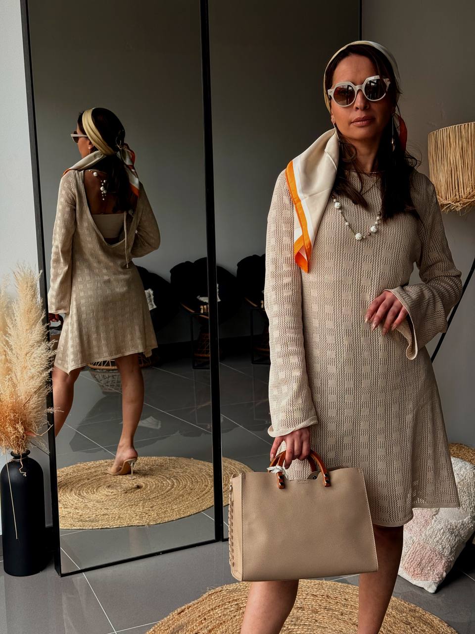 Robe en Maille Beige Été – Tenue de Plage Bohème Chic - Fenomen Paris