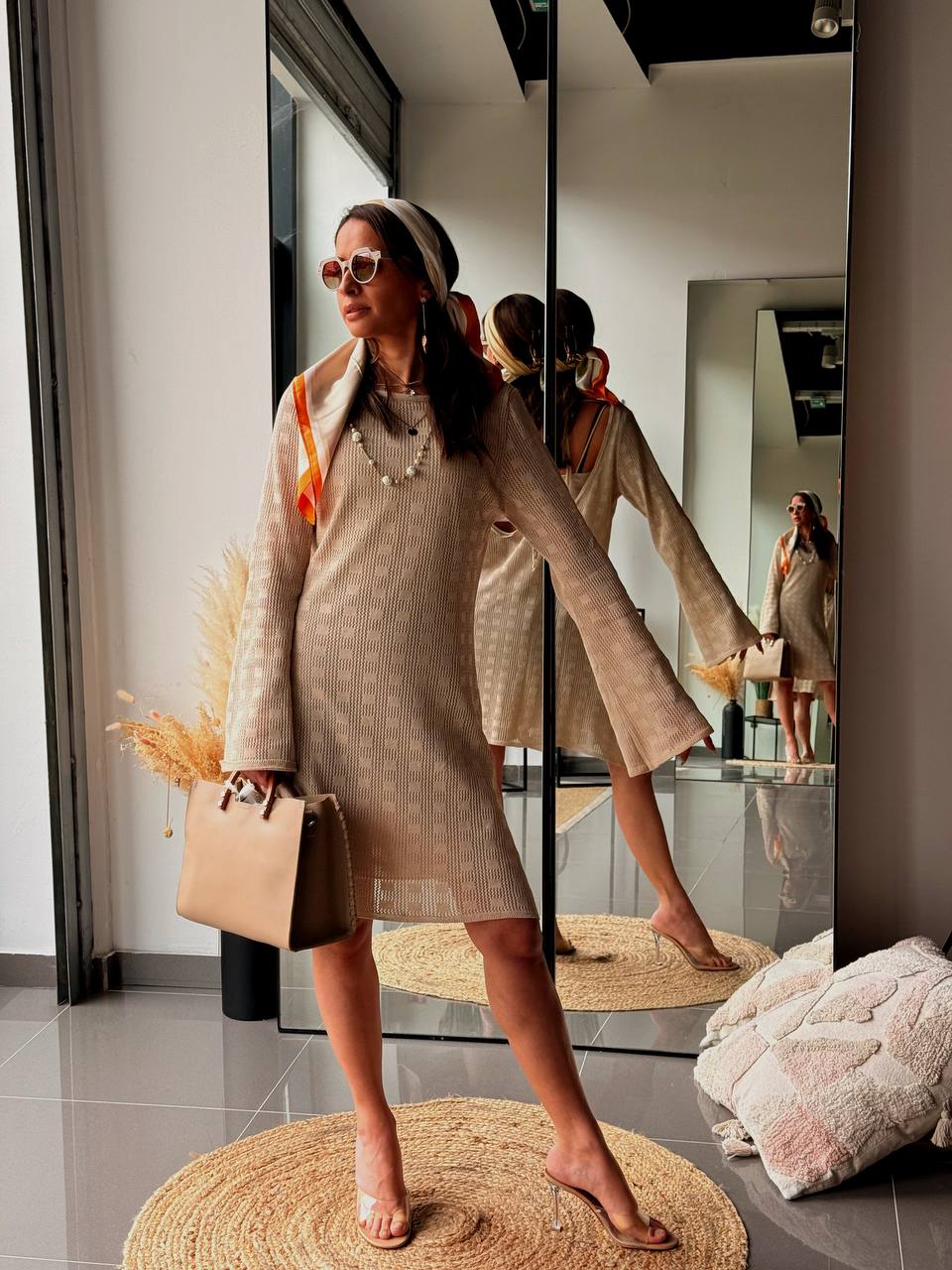 Robe en Maille Beige Été – Tenue de Plage Bohème Chic - Fenomen Paris