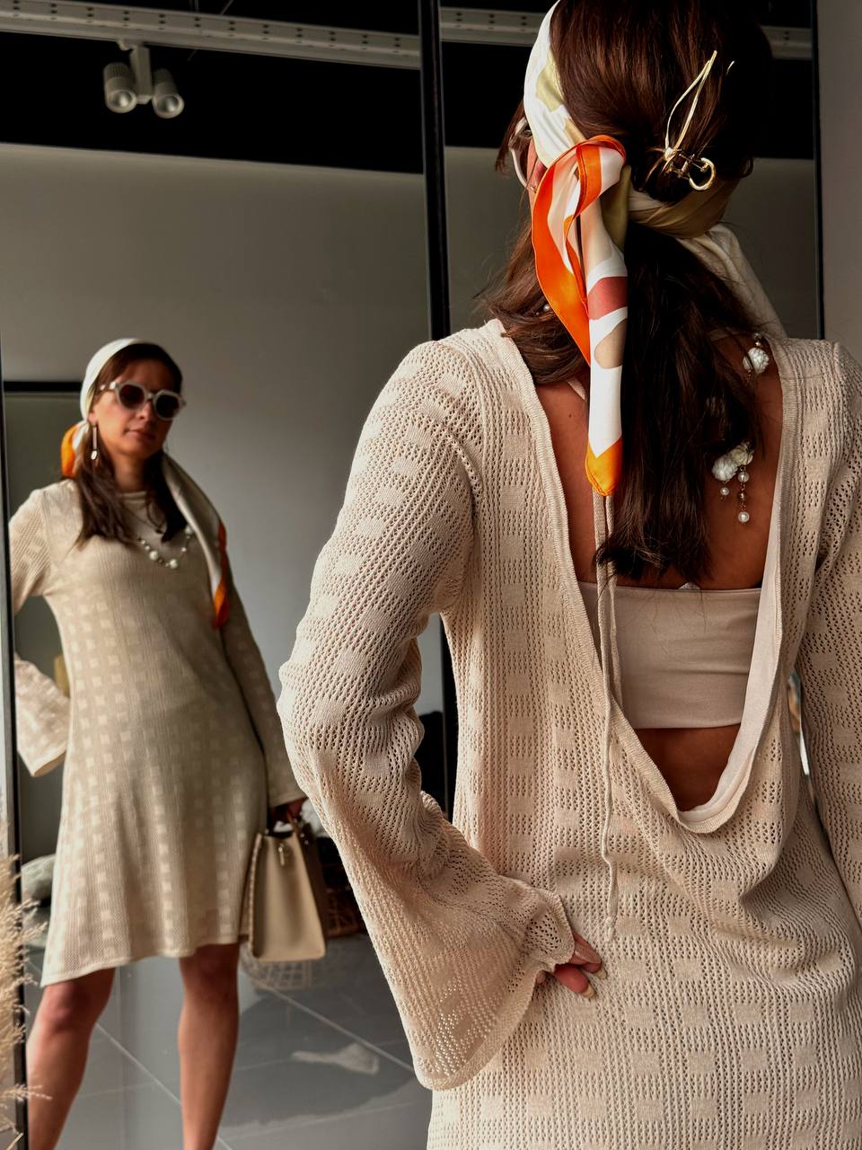 Robe en Maille Beige Été – Tenue de Plage Bohème Chic - Fenomen Paris