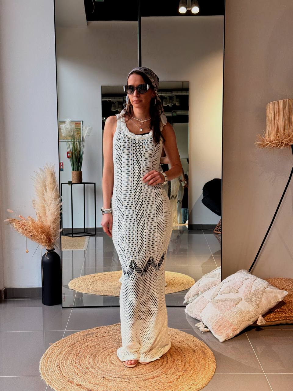 Robe plage en maille blanche – Style été bohème chic - Fenomen Paris