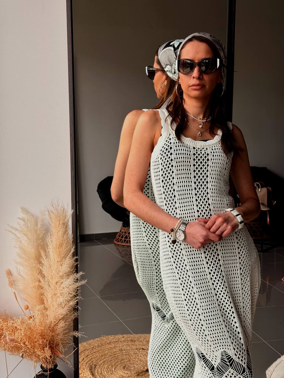 Robe plage en maille blanche – Style été bohème chic - Fenomen Paris