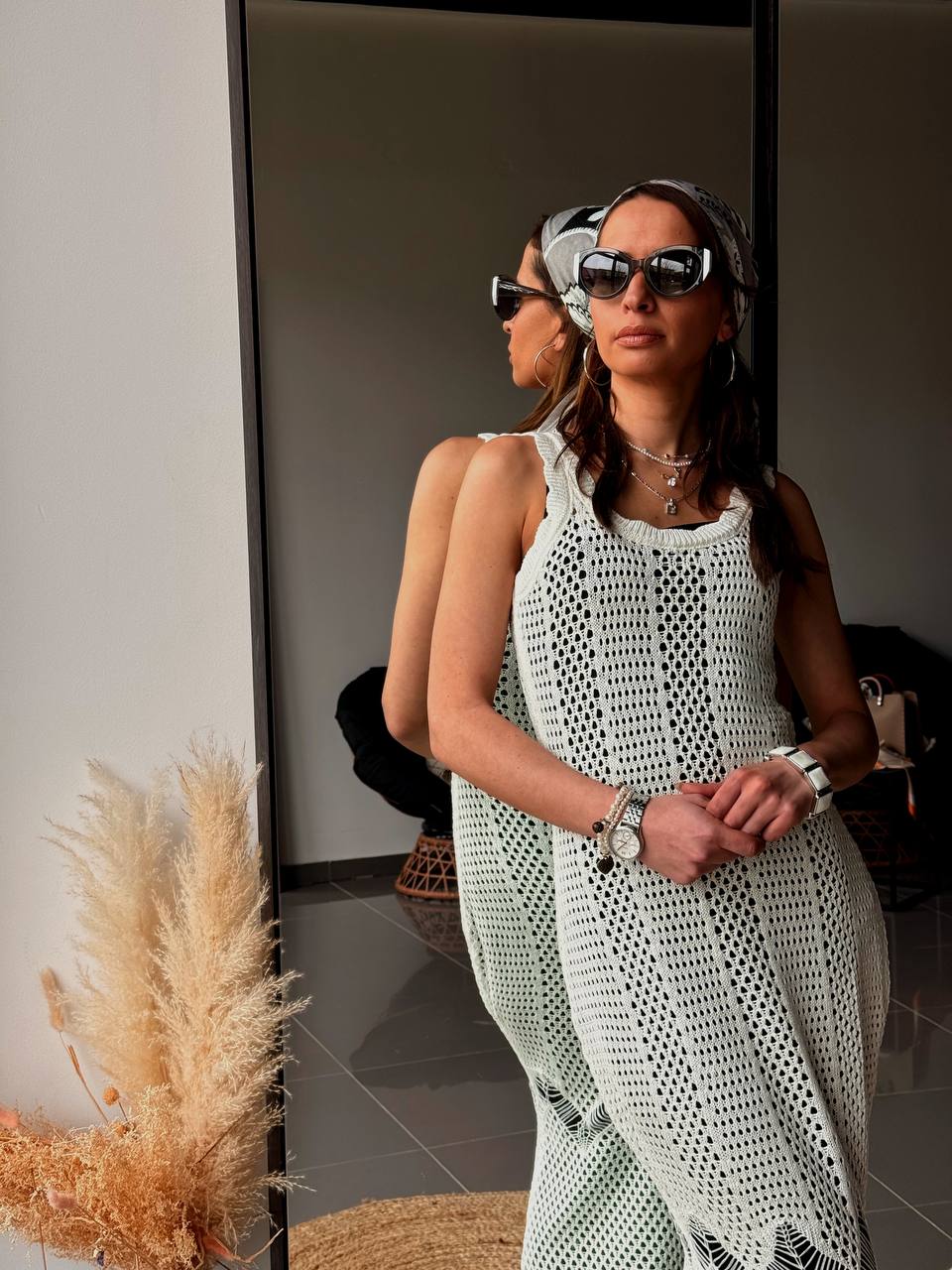 Robe plage en maille blanche – Style été bohème chic - Fenomen Paris