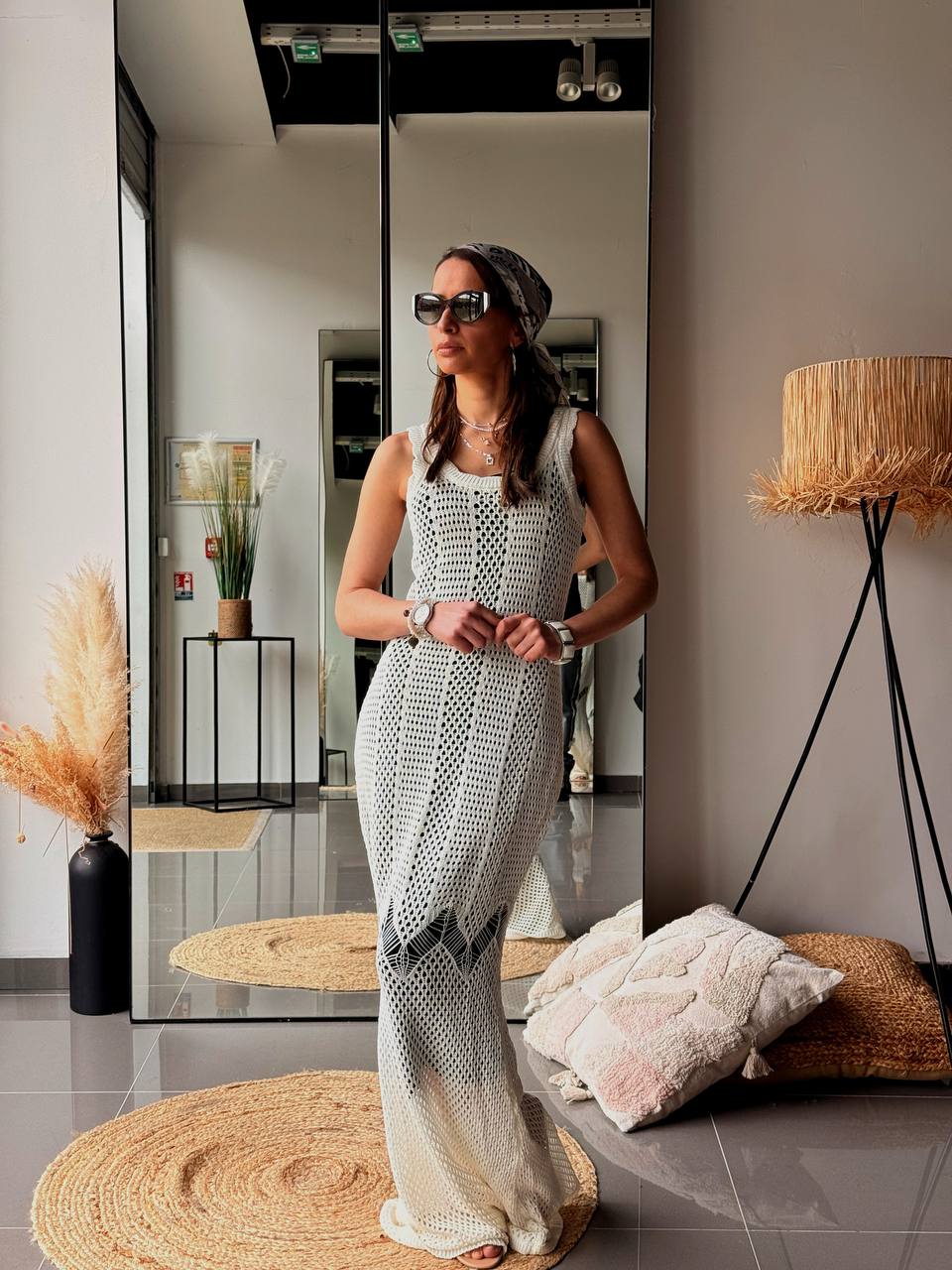 Robe plage en maille blanche – Style été bohème chic - Fenomen Paris