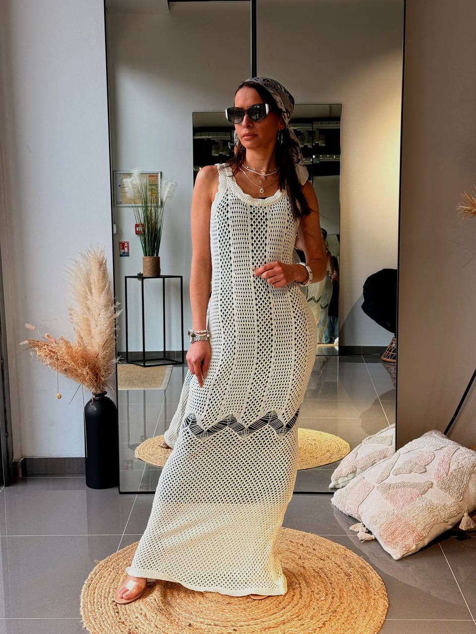 Robe plage en maille blanche – Style été bohème chic - Fenomen Paris
