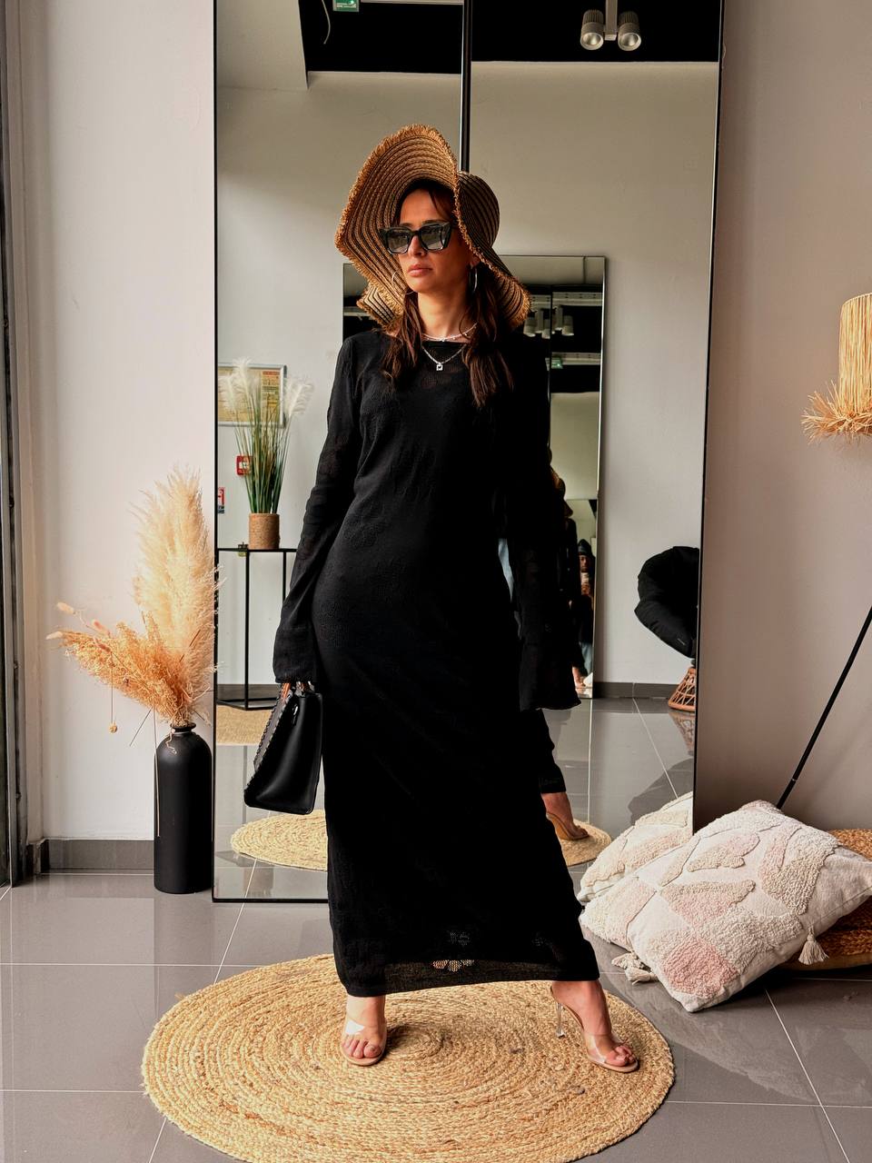 Robe longue en maille fleurie - Fenomen Paris