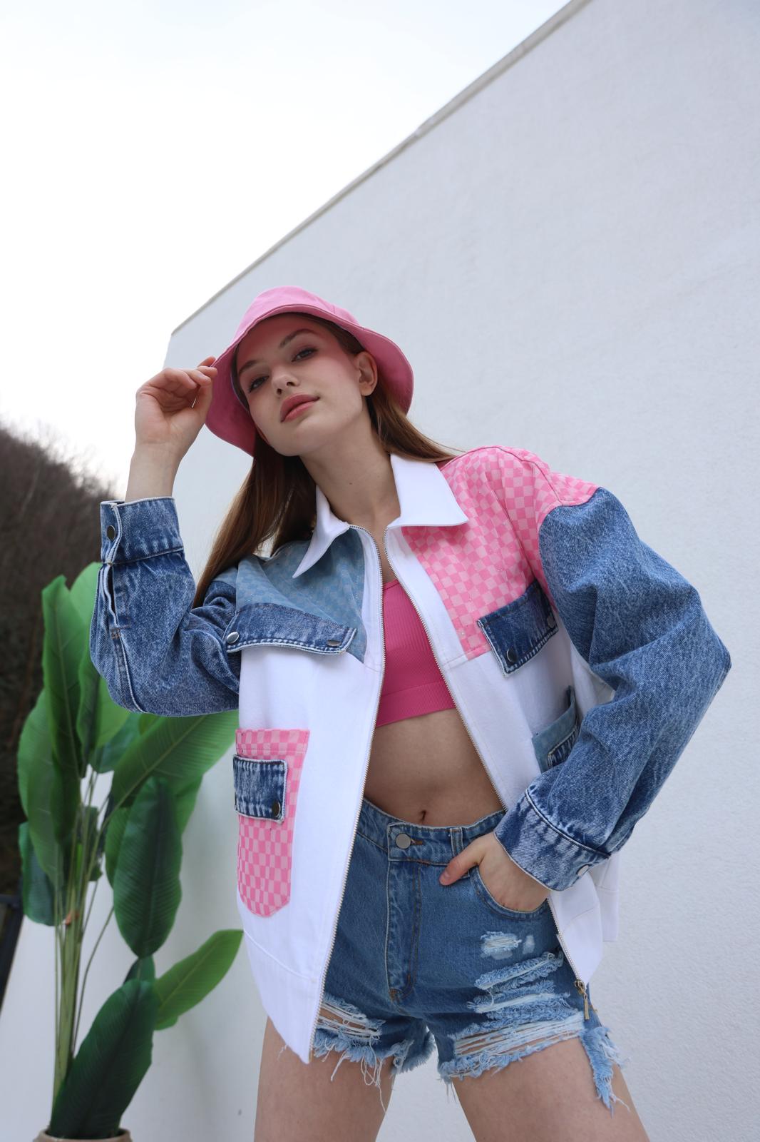 Veste Jean bi couleur rose - Fenomen Paris