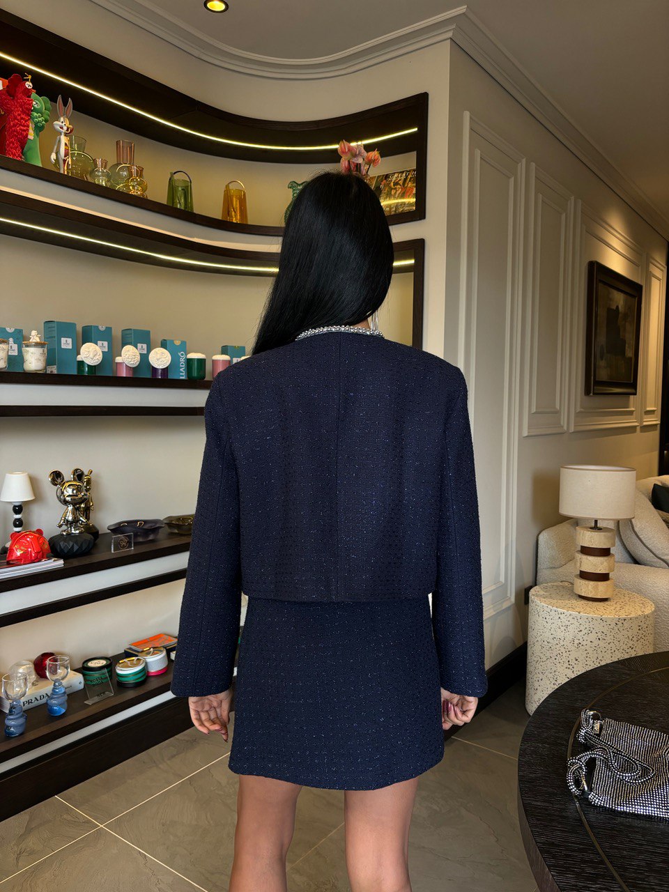 Ensemble Tailleur Veste & Mini Jupe Assortie Pailletté et Strass - Fenomen Paris