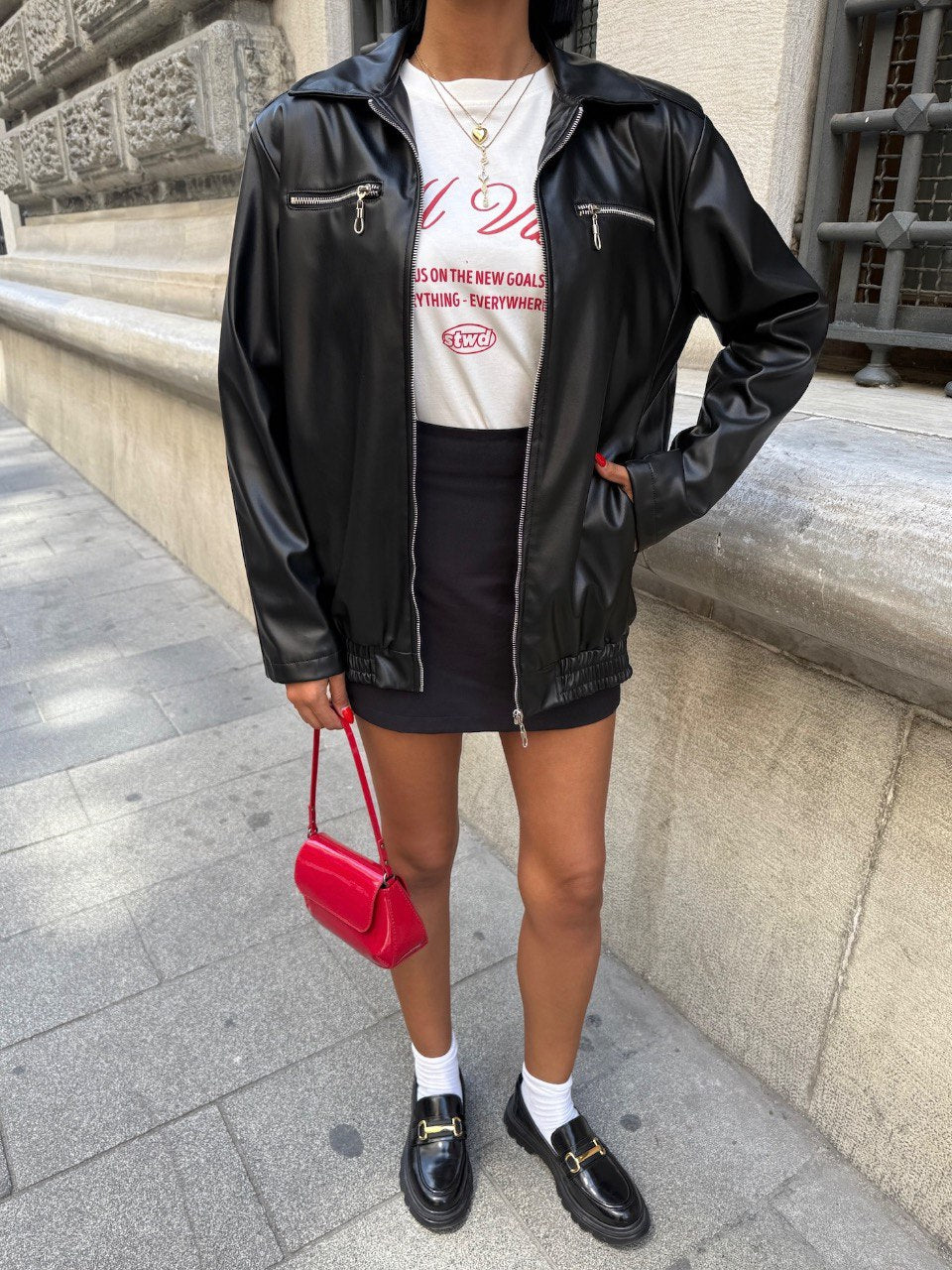 Veste Zippée Simili Cuir - Avec Doublure Et 4 Poches - Fenomen Paris