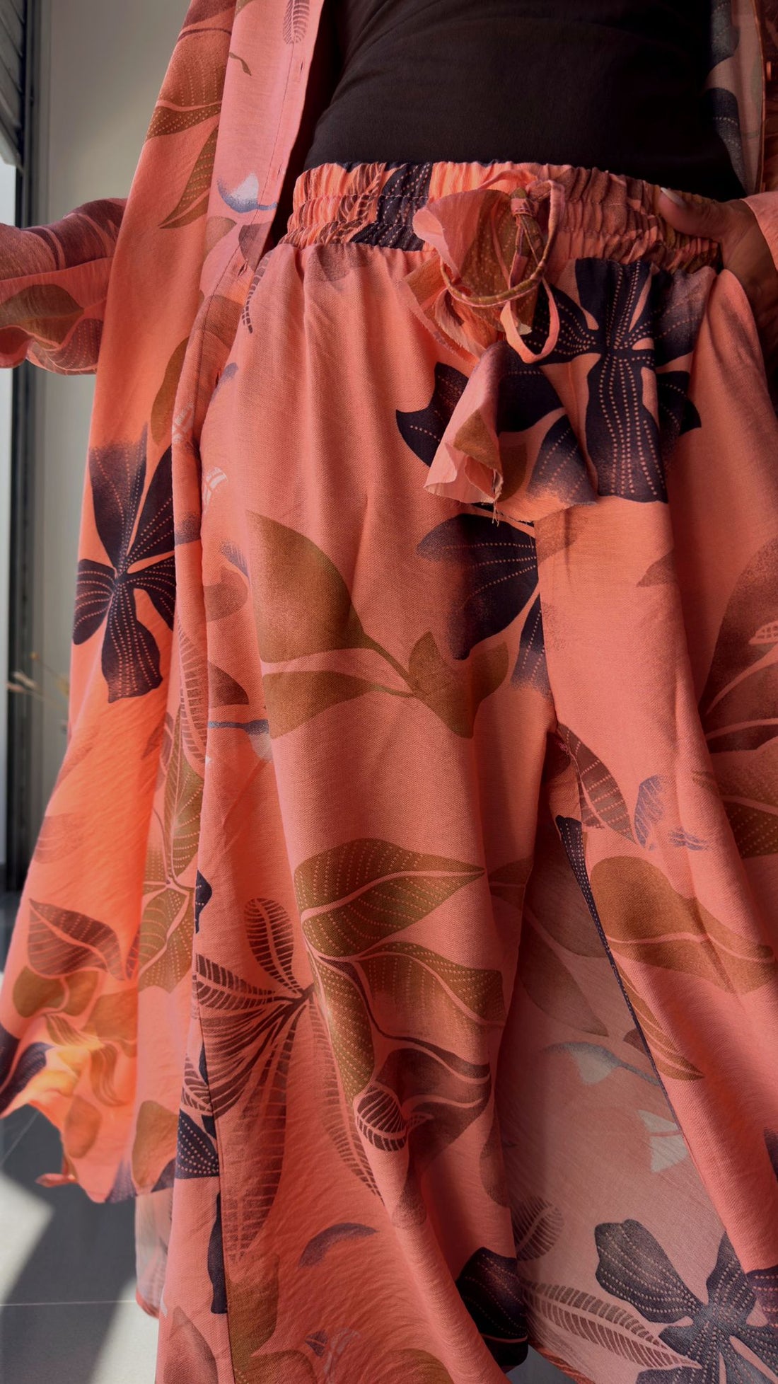 Ensemble Fluide Chemise Longue Et Pantalon Assortis Imprimé Feuillage – Avec Viscose (Copie) - Fenomen Paris