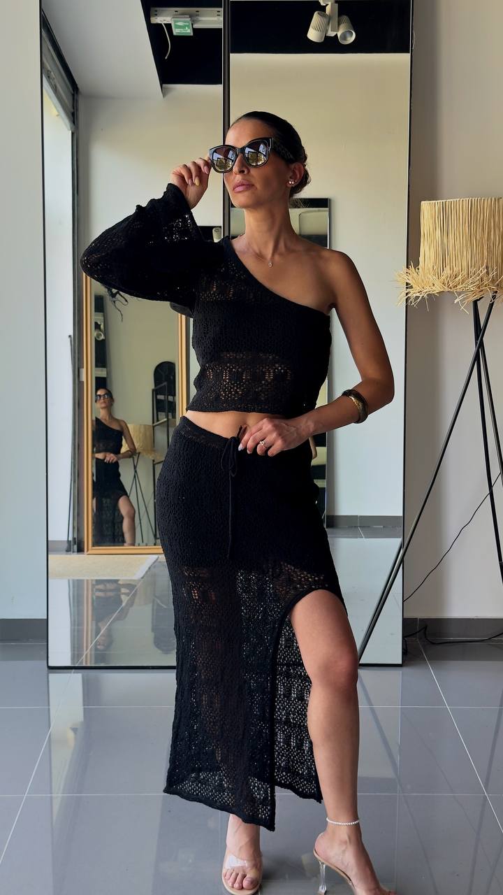 Ensemble Élégant Top & Jupe Longue en Maille - Fenomen Paris
