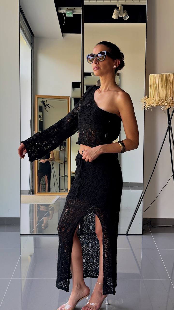 Ensemble Élégant Top & Jupe Longue en Maille - Fenomen Paris