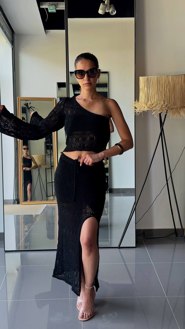 Ensemble Élégant Top & Jupe Longue en Maille - Fenomen Paris
