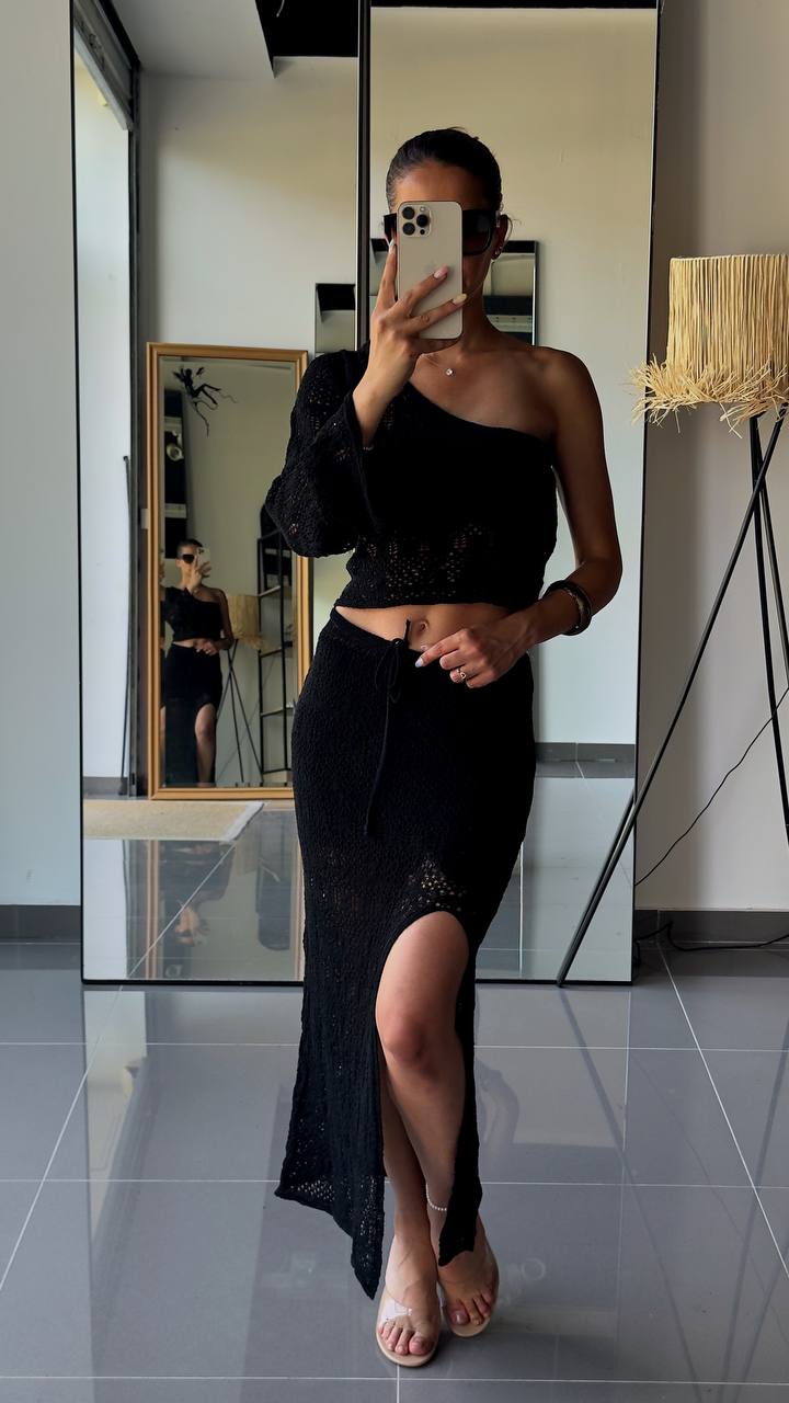 Ensemble Élégant Top & Jupe Longue en Maille - Fenomen Paris
