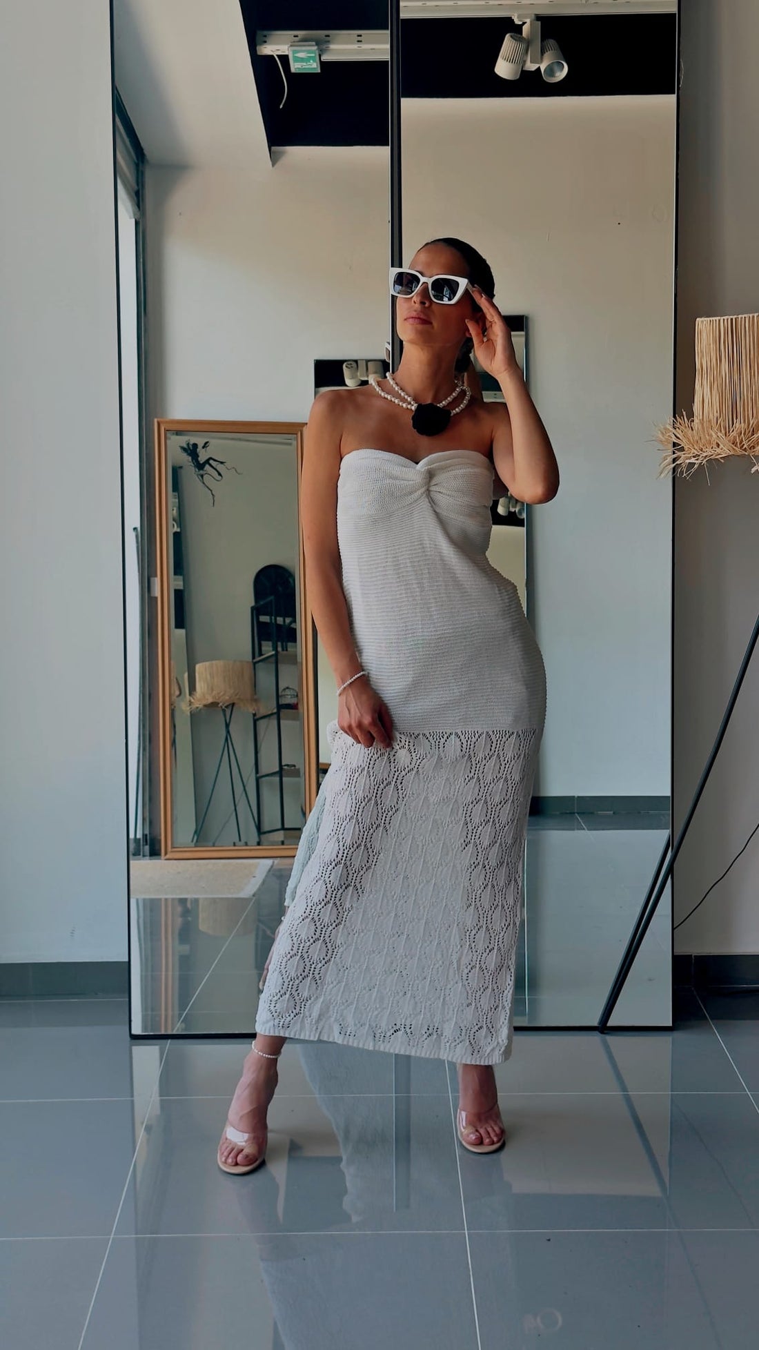 Robe en maille blanche bustier pour l'été – Robe plage bohème chic femme - Fenomen Paris