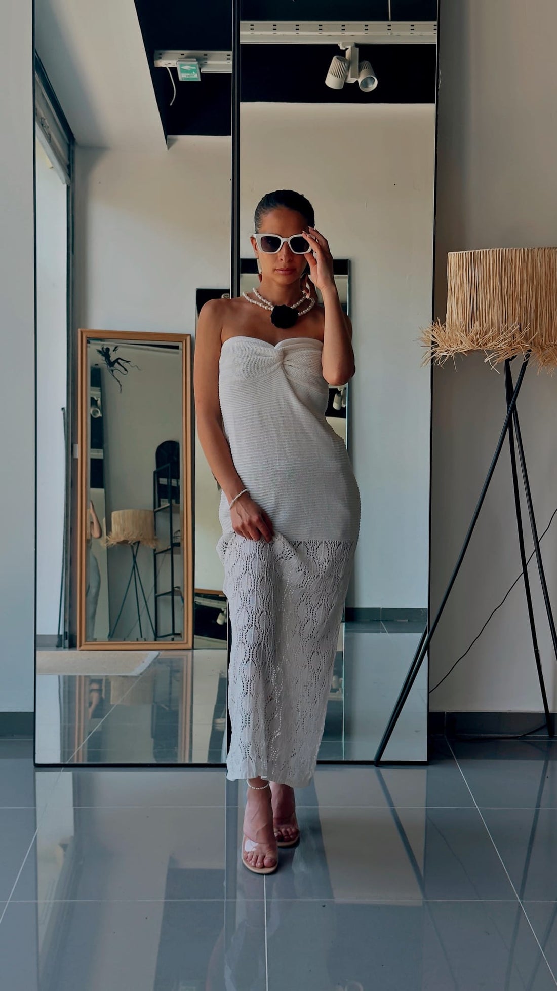 Robe en maille blanche bustier pour l'été – Robe plage bohème chic femme - Fenomen Paris