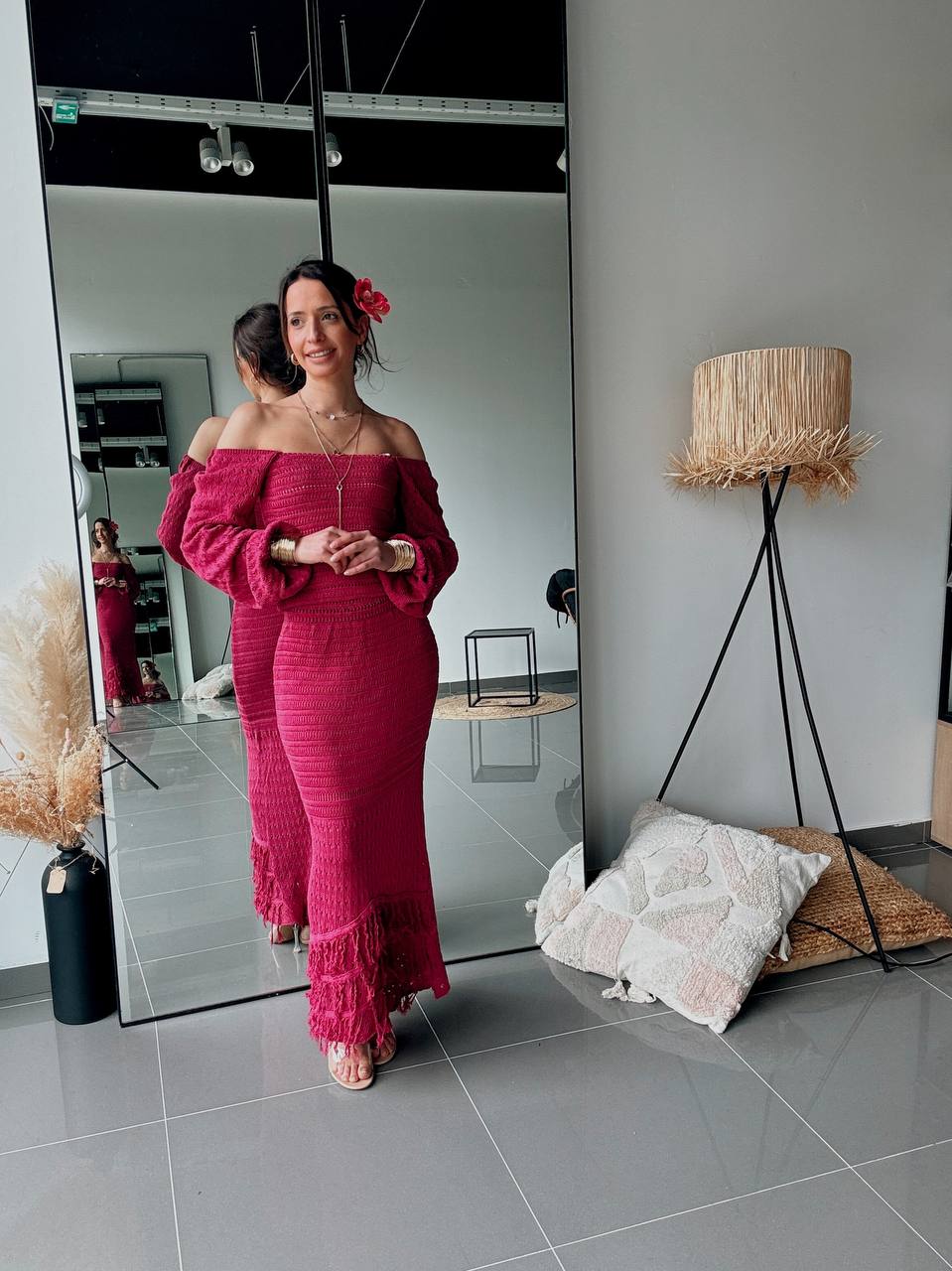 Ensemble Long en Maille Fuchsia – Élégance Féminine - Fenomen Paris