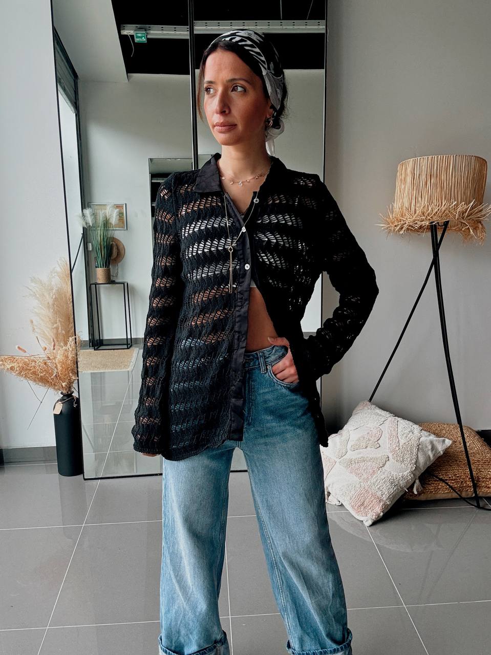 Gilet En Maille Ajourée à Manches Longues - Fenomen Paris