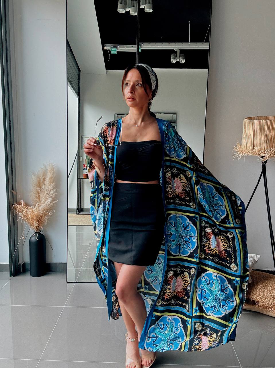 Kimono long imprimé marine – Élégance fluide & allure bohème chic - Fenomen Paris