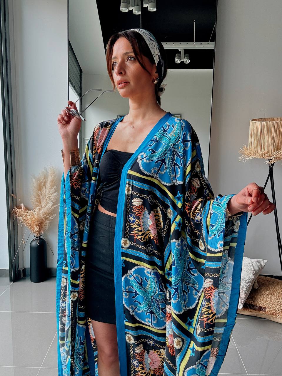 Kimono long imprimé marine – Élégance fluide & allure bohème chic - Fenomen Paris