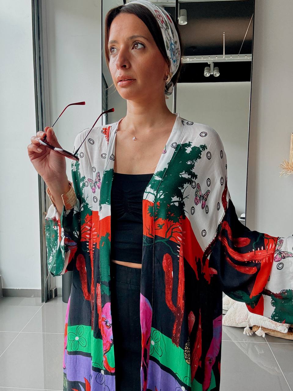 Kimono long imprimé multicolore – Esprit artistique & coupe fluide - Fenomen Paris