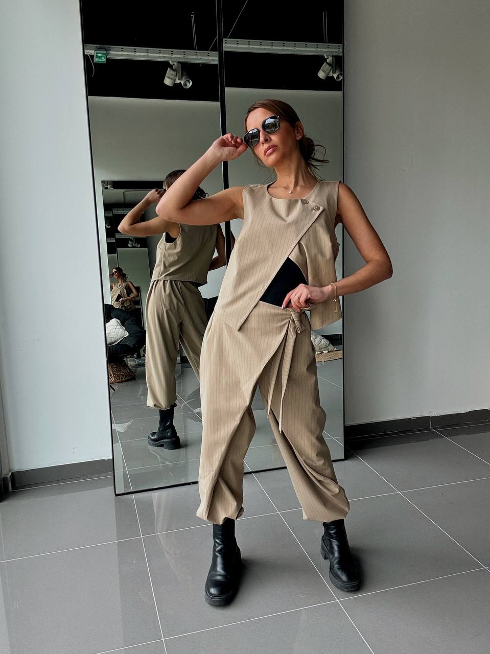 Ensemble Pantalon & Top Asymétrique – Coupe Tailleur Modernisée - Fenomen Paris