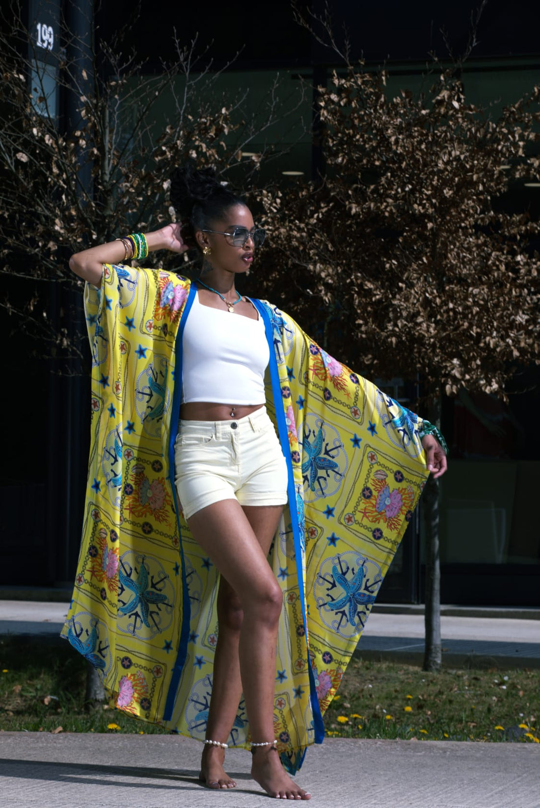Kimono long fluide imprimé – Esprit solaire & allure bohème - Fenomen Paris
