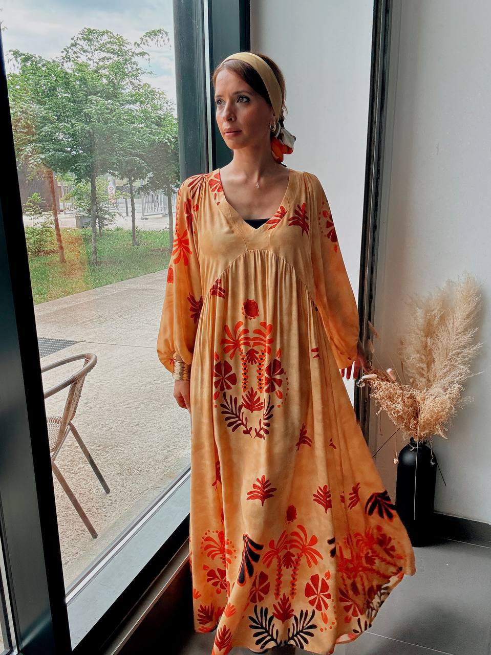 Robe longue oversize imprimé graphique – Style bohème moderne - Fenomen Paris