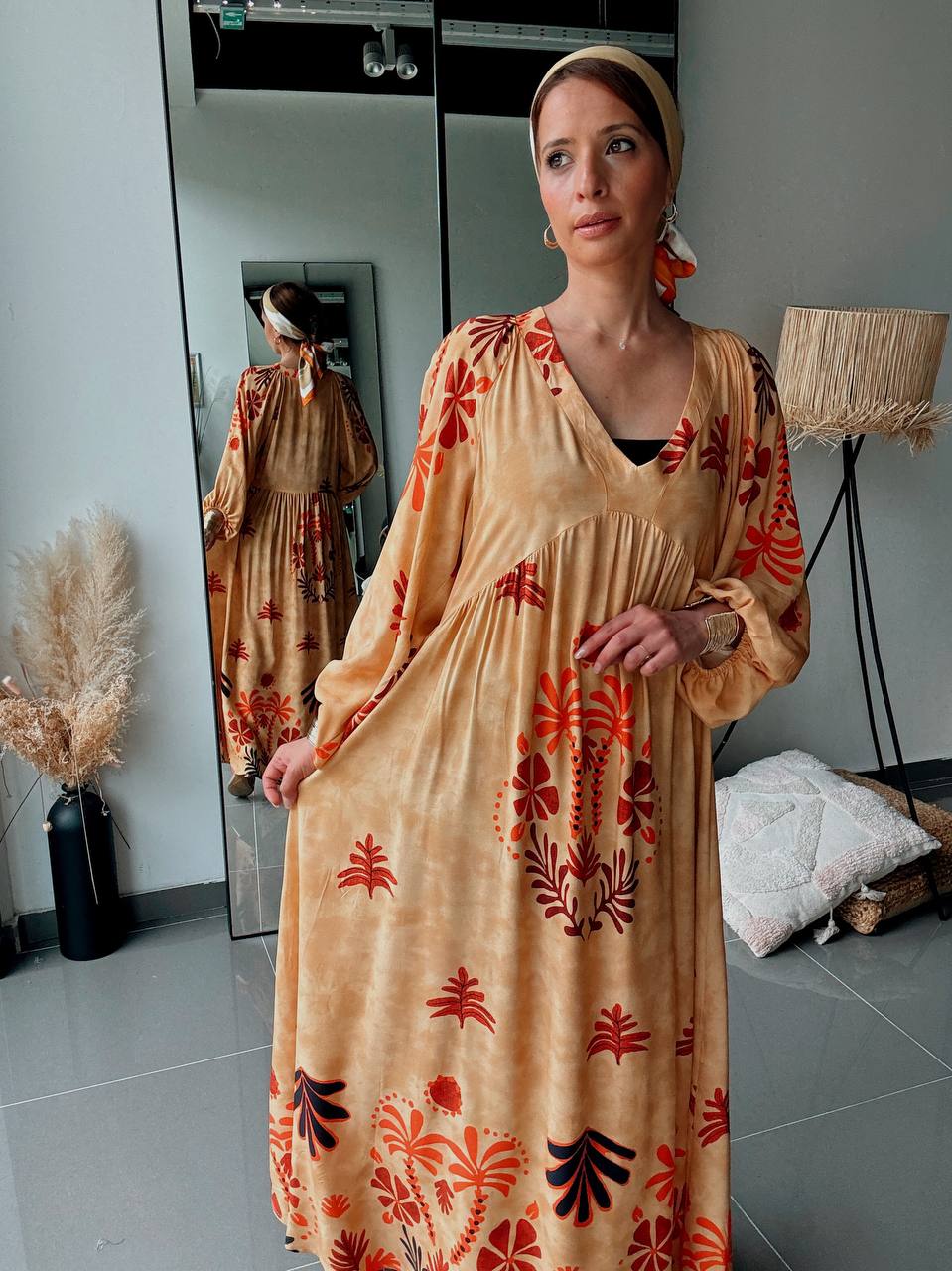 Robe longue oversize imprimé graphique – Style bohème moderne - Fenomen Paris