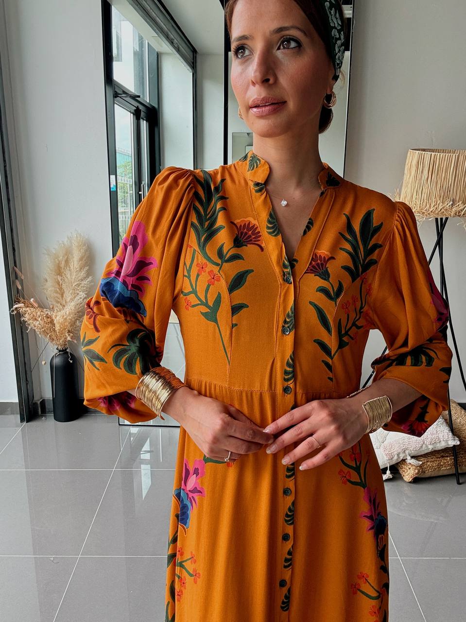 Robe longue fluide imprimé tropical – Style bohème élégant - Fenomen Paris