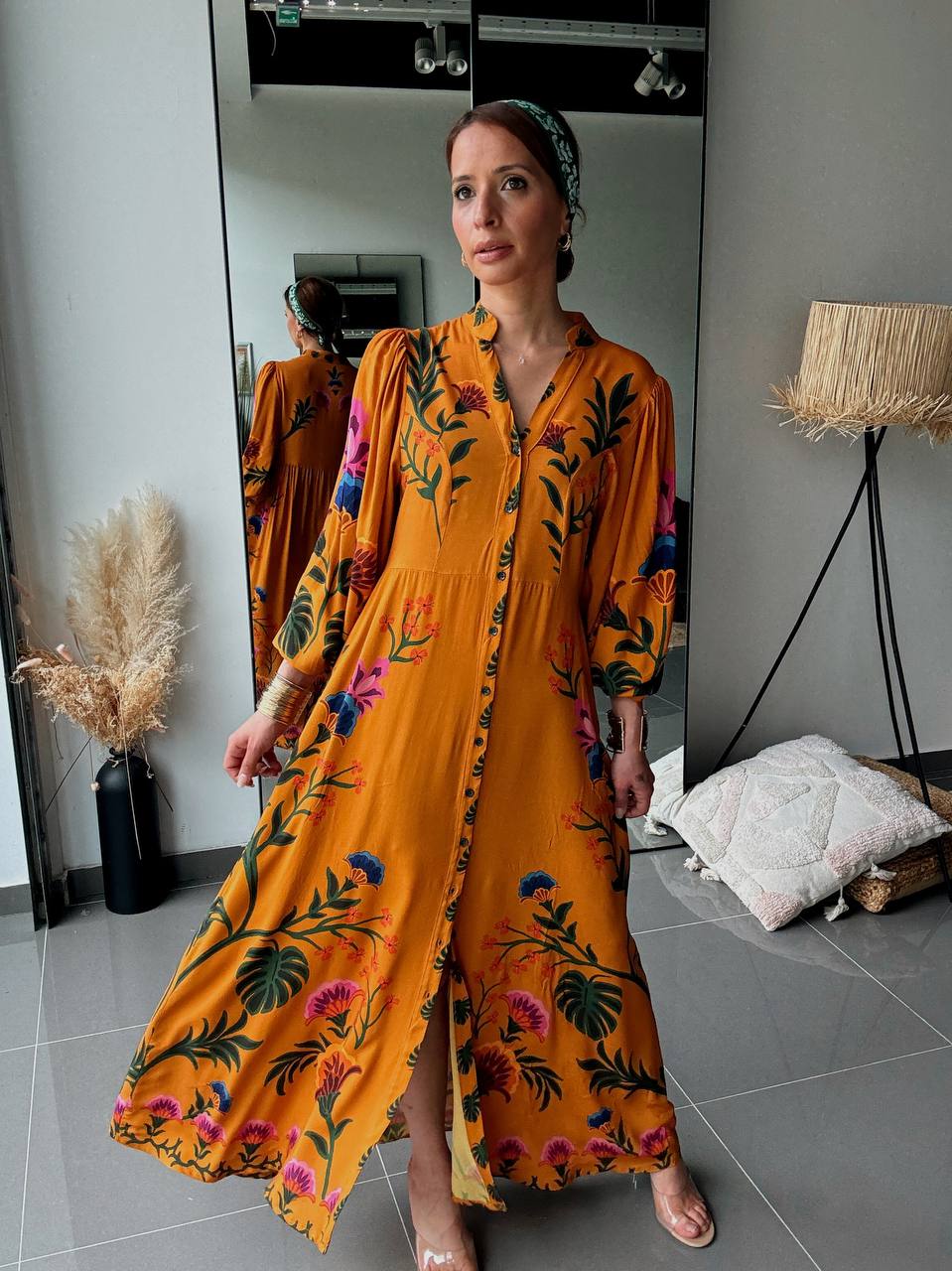Robe longue fluide imprimé tropical – Style bohème élégant - Fenomen Paris