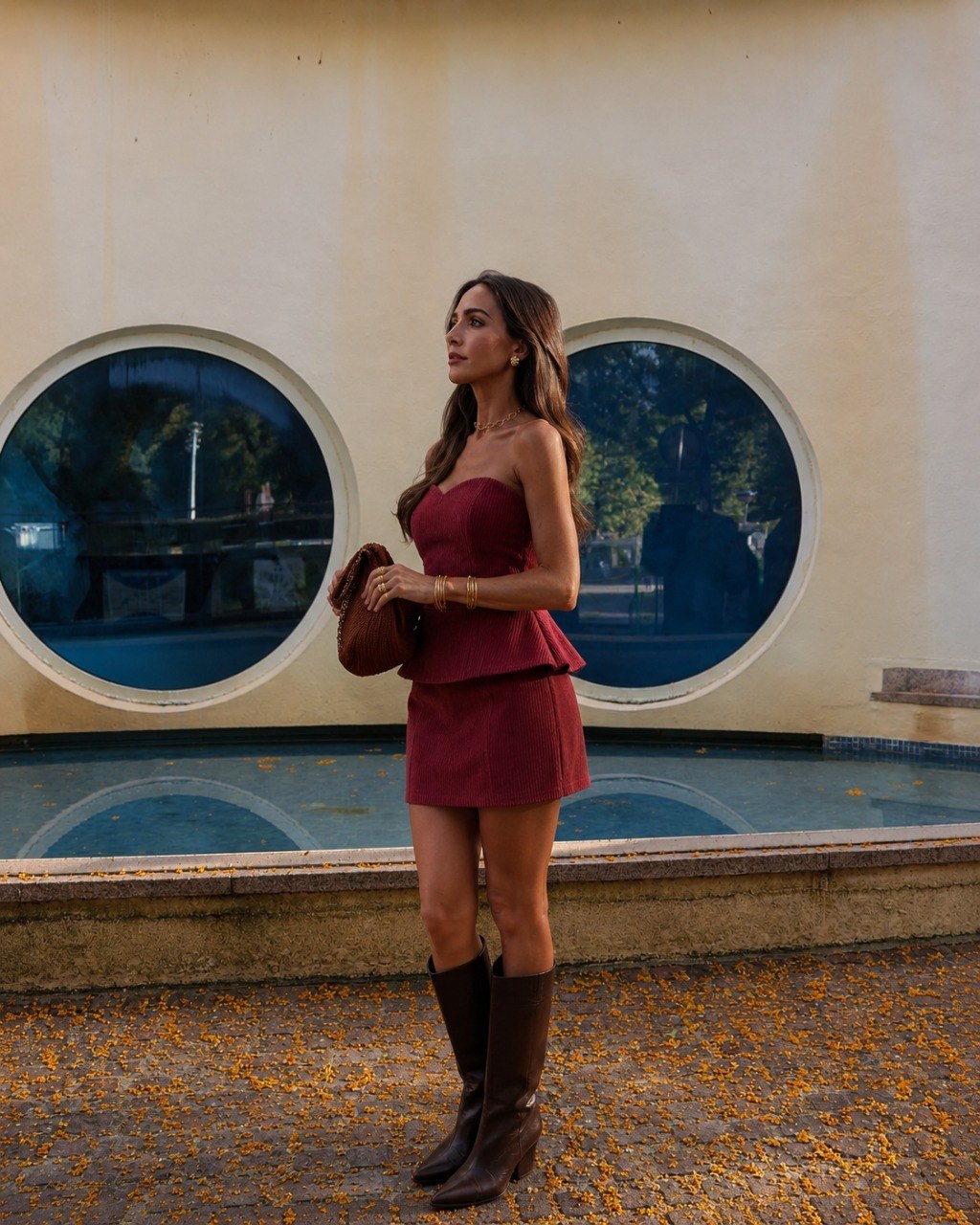 Ensemble Effet Velours Bustier et Mini Jupe Assortie - Fenomen Paris
