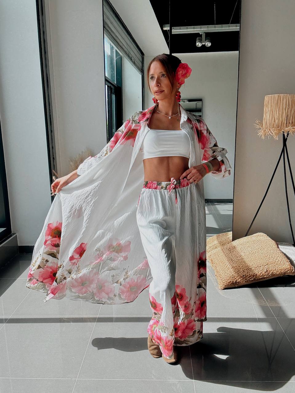 Ensemble Long Floral Blanc – Élégance Bohème et Féminité Estivale