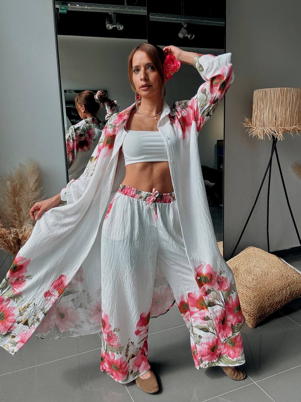 Ensemble Long Floral Blanc – Élégance Bohème et Féminité Estivale