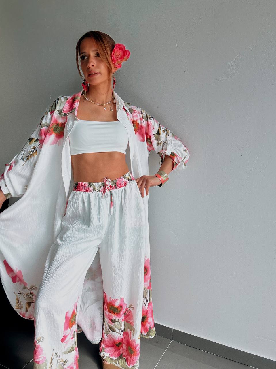Ensemble Long Floral Blanc – Élégance Bohème et Féminité Estivale