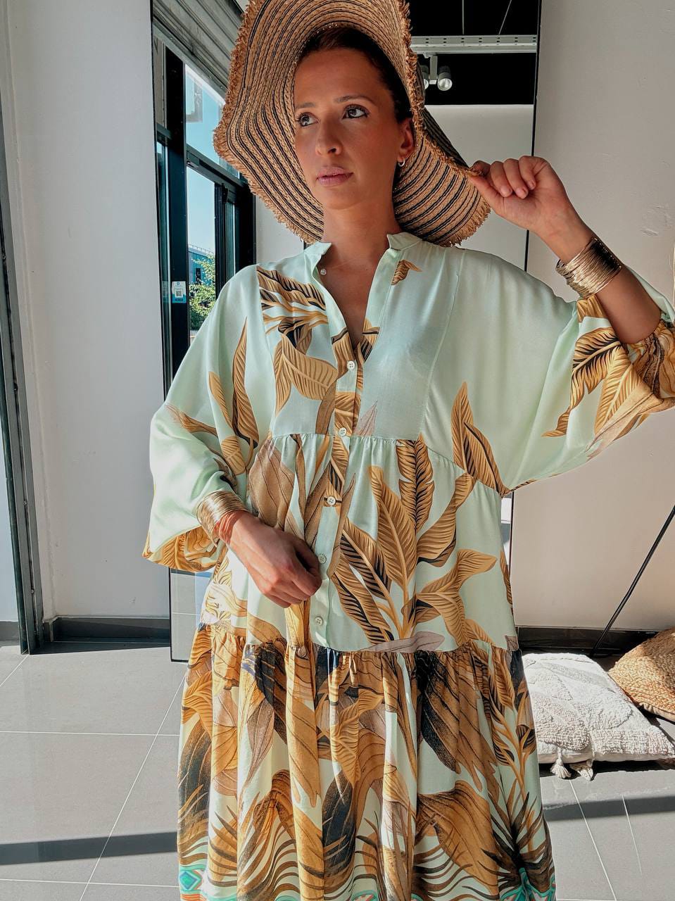 Robe Longue Tropicale Vert d'Eau – Légèreté & Élégance Estivale