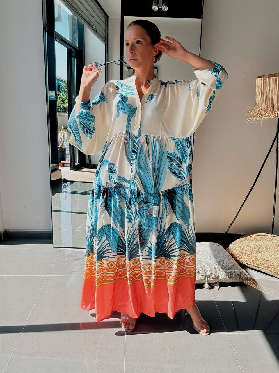 Robe Longue Tropicale Bleu – Légèreté & Évasion Estivale