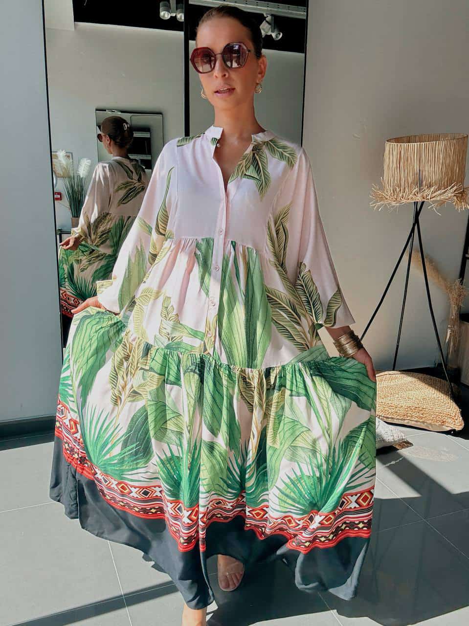 Robe Longue Tropicale Noir – Chic Bohème & Évasion Estivale