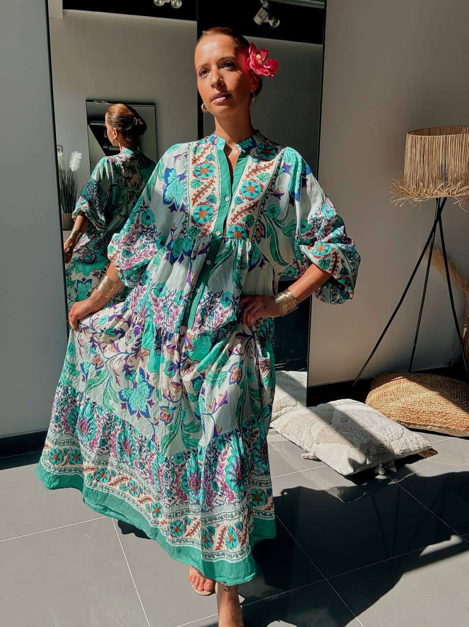 Robe Longue Bohème Fleurie – Élégance Naturelle & Confort Absolu