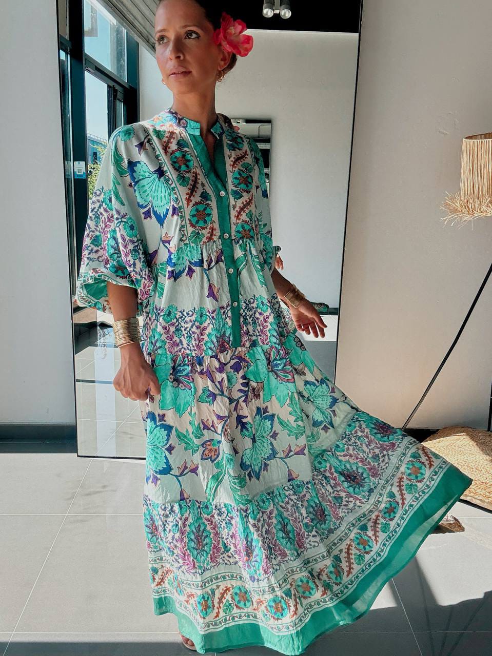 Robe Longue Bohème Fleurie – Élégance Naturelle & Confort Absolu