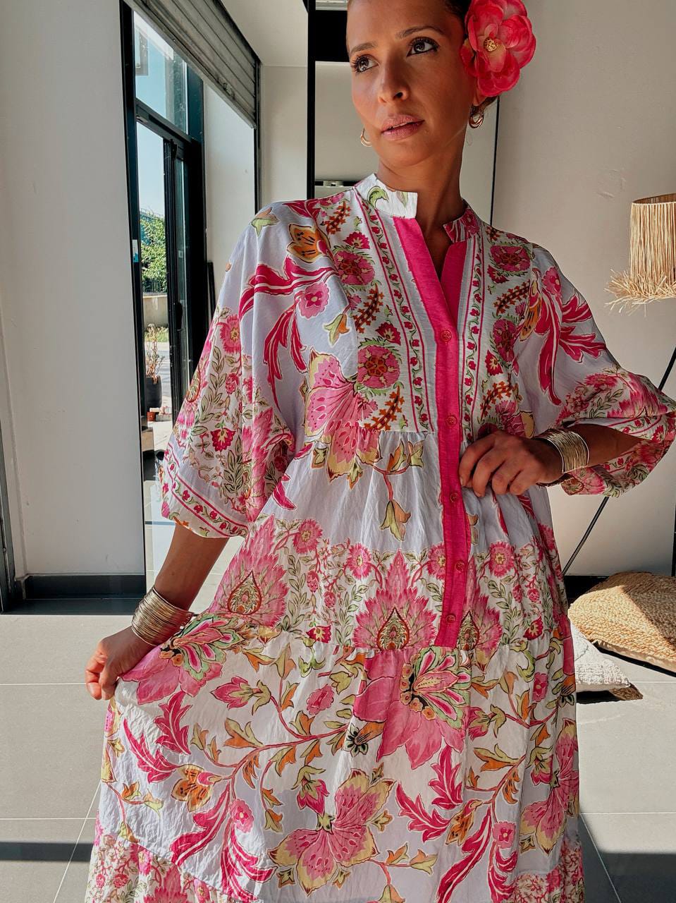 Robe Longue Bohème Fleurie Rose – Douceur & Élégance au Quotidien