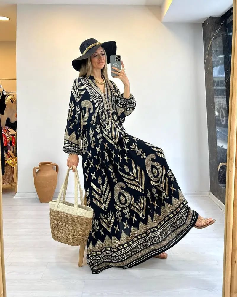Robe Longue Bohème Ethnique – L'élégance au naturel