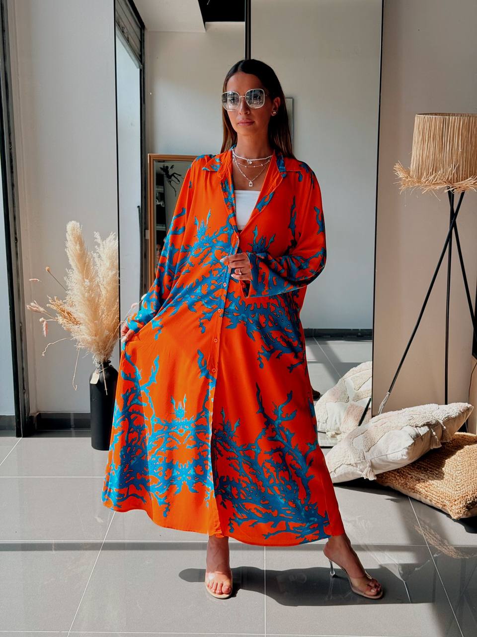 Tunique Chemise Longue – Look Street & Ultra Tendance - ATN001-126-OR/BL - Fenomen Paris