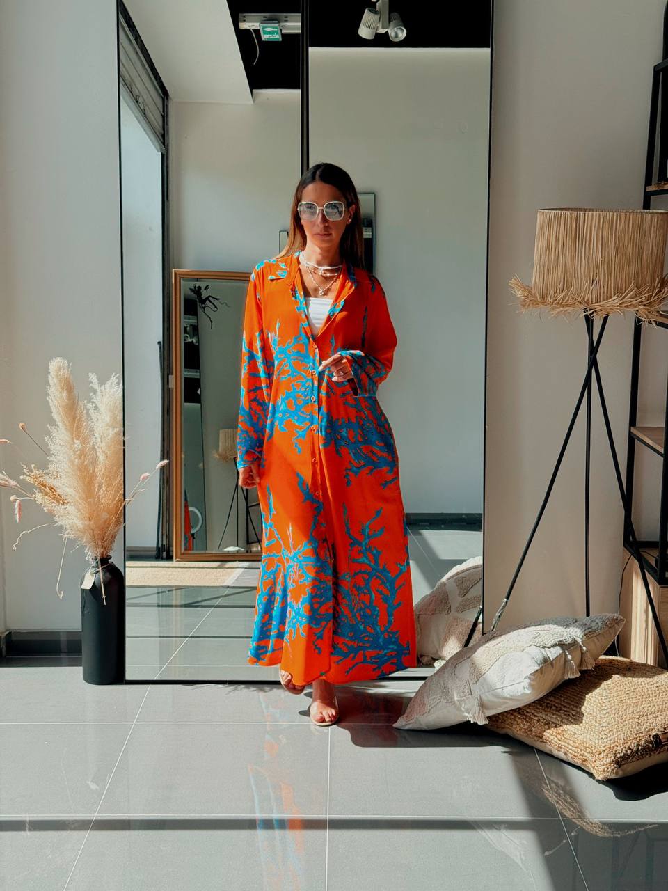 Tunique Chemise Longue – Look Street & Ultra Tendance - ATN001-126-OR/BL - Fenomen Paris