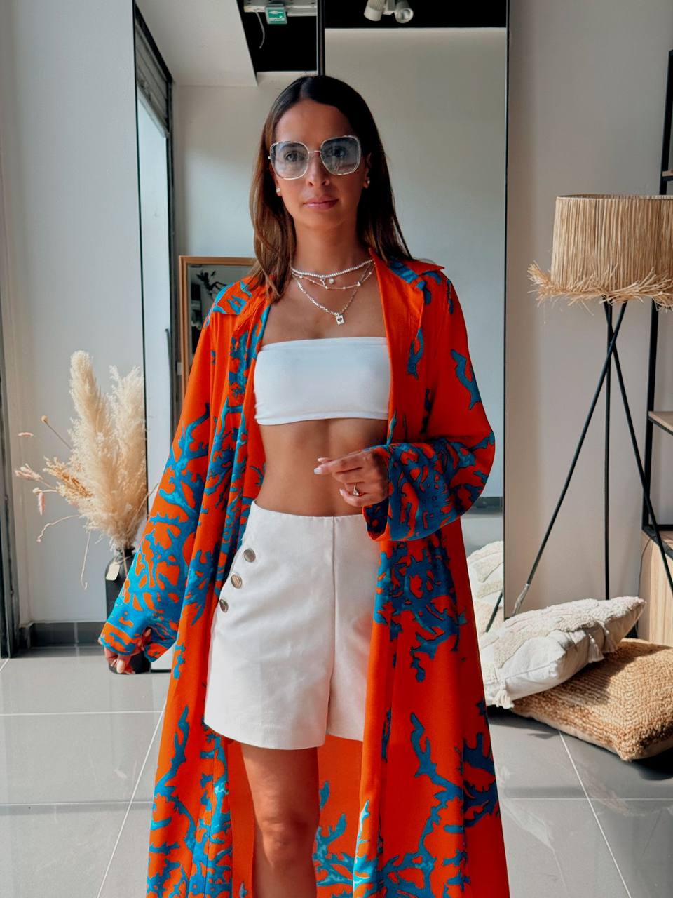 Tunique Chemise Longue – Look Street & Ultra Tendance - ATN001-126-OR/BL - Fenomen Paris