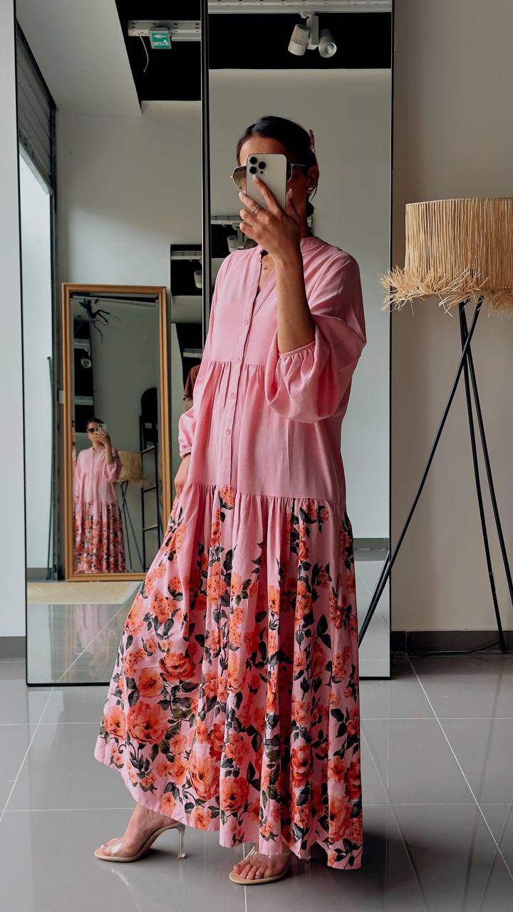 Robe Longue Ample Imprimé Bohème - AEL571-464 - Fenomen Paris