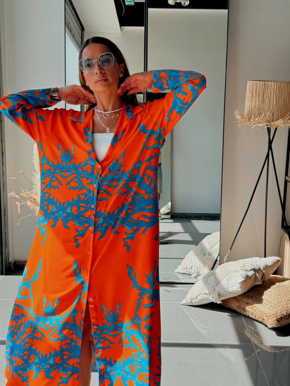 Tunique Chemise Longue – Look Street & Ultra Tendance - ATN001-126-OR/BL - Fenomen Paris