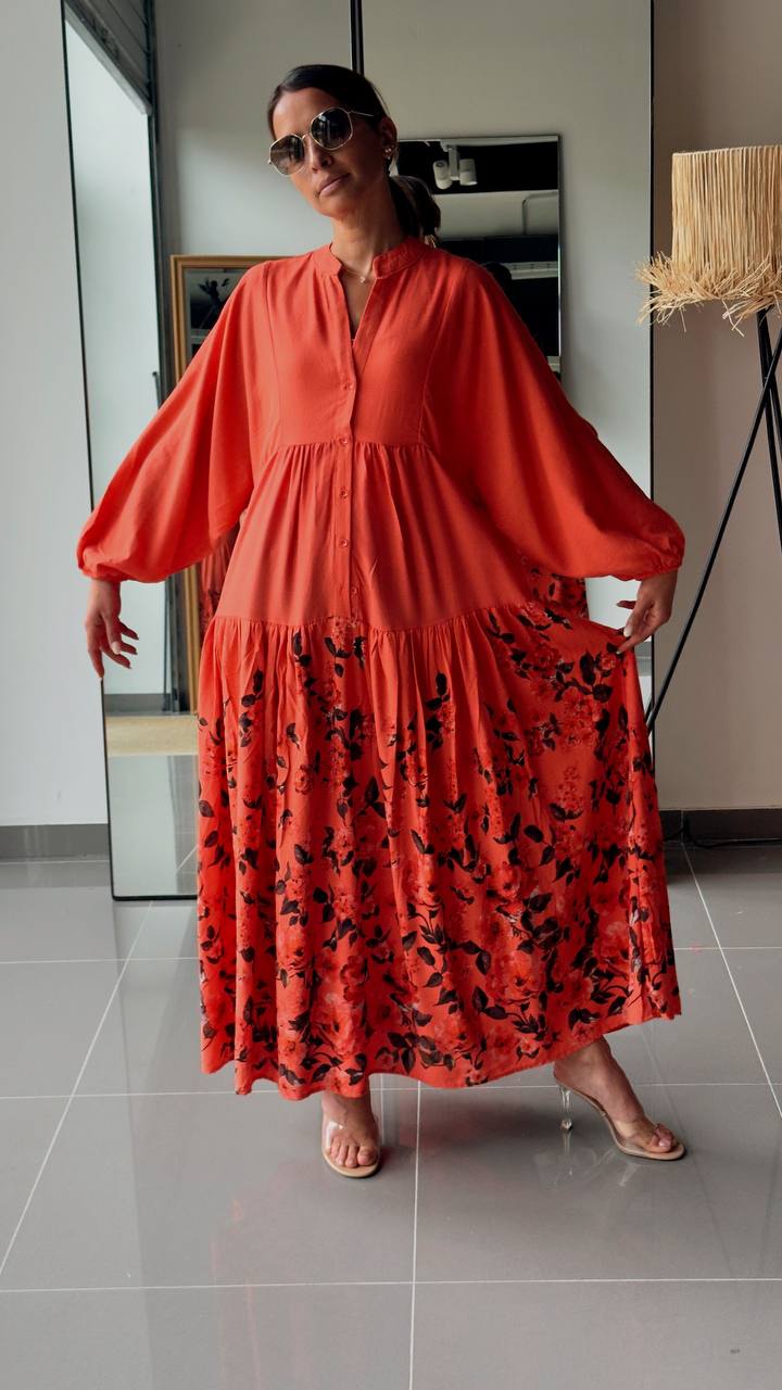 Robe Longue Ample Imprimé Bohème - AEL571-464 - Fenomen Paris