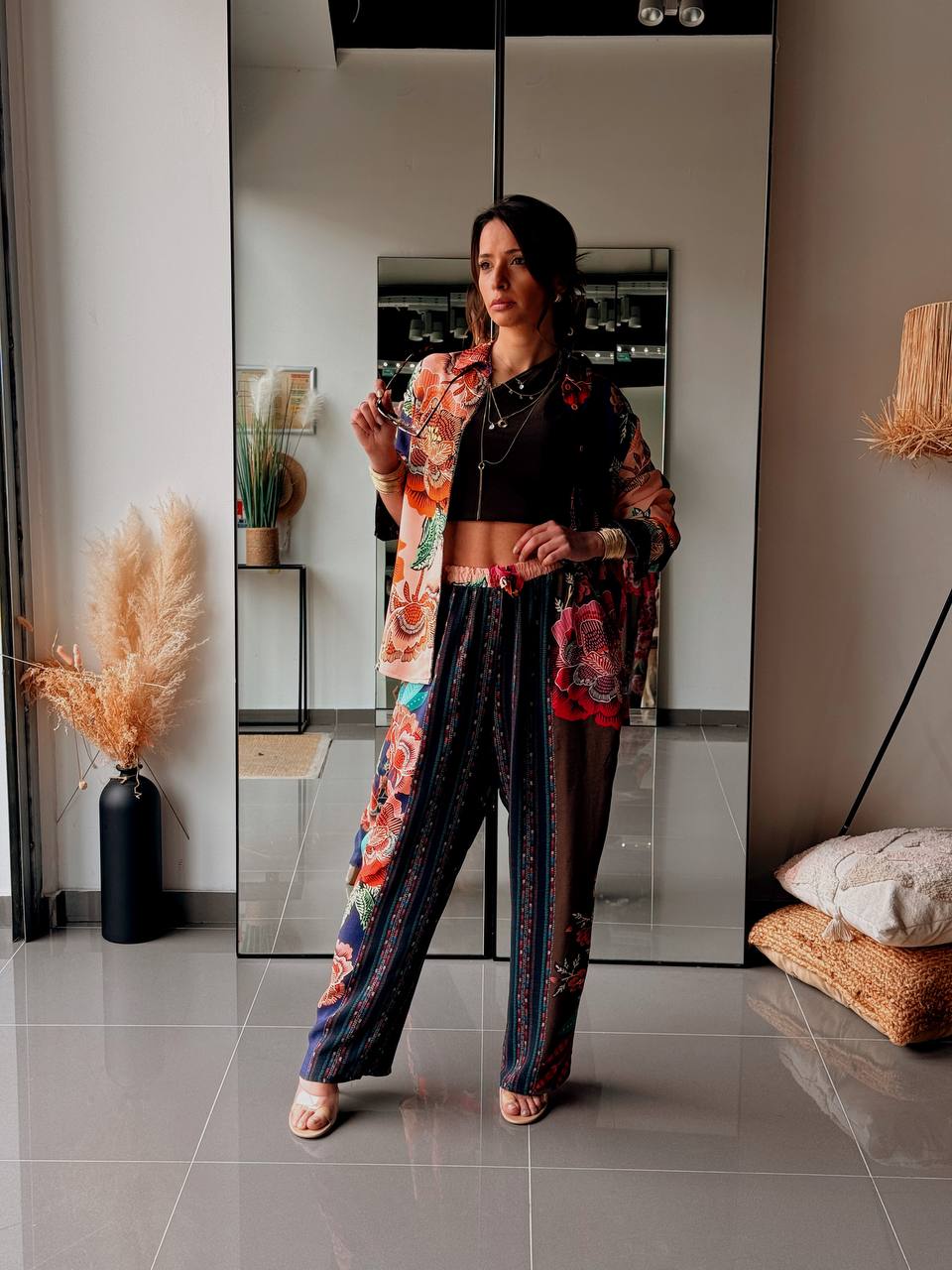 Ensemble chemise & pantalon imprimé – Multicolore floral - Fenomen Paris