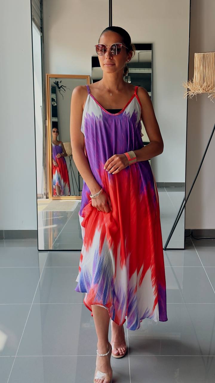 Robe Longue Bohème – Imprimé Tie & Dye-VIOLET - Fenomen Paris